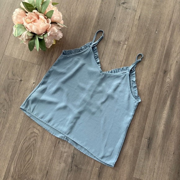 SHEIN Hydrangea Blue Ruffle Cami blouse - Picture 4 of 5